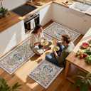 HEBE Washable Kitchen Rugs Sets of 3, Non Slip Absorbent Kitchen Rugs and Mats, Farmhouse Stain Resistant Kitchen Mat Carpet Runner for Kitchen Floor, Laundry Room, Hallway (20"x32"+20"x48"+20"x59")