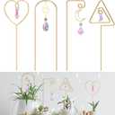 Small Trellis for Potted Plants Indoor with Colorful Crystal Sun Catcher, 14.17 Inch Metal Plant Lattice for Mini Potted Plant Decoration for Home Window Garden 4 Pack
