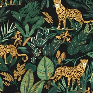 XRUIBZI Leopard Wallpaper Peel and Stick Jungle Animal Wallpaper Vinyl Wallpapers Tropical Contact Paper for Cabinets Waterproof Self Adhesive Wall Paper for Kitchen Countertop Wall 17.5" x 118"