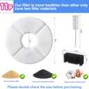 11 Pcs Cat Fountain Filter Replacement - Compatible with 2.5L Automatic Pet Water Fountain, 4-Layer Filtration System, Includes 8 Carbon Filters, 2 Sponges, and 1 Cleaning Brush