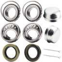 2 Set Fits for 1'' Axles Trailer Wheel Hub Bearings Kit, L44643/L44610,1.000" ID, 1.980" OD, 0.580" Width12192TB Seal OD 1.980'',Dust Cover and Cotter Pin.