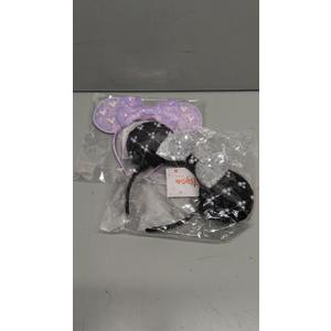 Batsysm Beaded Mouse Ear Hair Bow Headband, Sequin Glittering Fashion Hairband for Women Girls 2 Pack