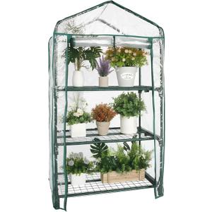 Mini Greenhouse for Indoor Outdoor, Small Plants Green House with 3 Tier Shelves, Portable Plastic Greenhouses with Transparent PVC Cover for Garden Backyard Patio Balcony Porch