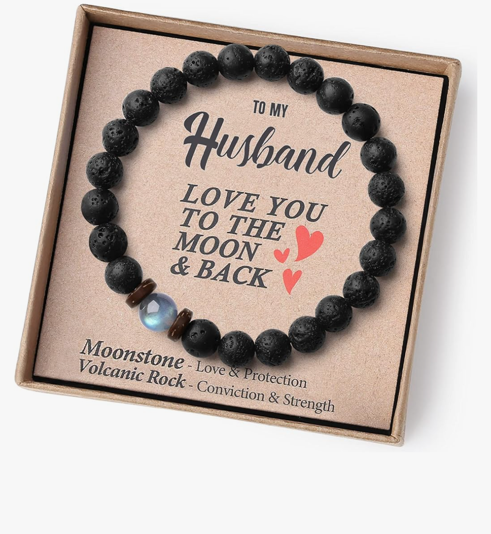 Christmas Gifts for Boys/Men-Love/Strength-Natural Gemstone Bracelet for Son Grandson Dad Boyfriend Husband Brother Nephew Uncle