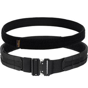 1.75" Tactical MOLLE Battle Belt with Quick Release Buckle 1.5" Inner Belt (Small, Bk)