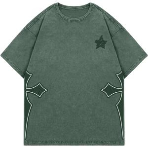SOLY HUX Men's Goth T Shirt Y2k Graphic Tees Short Sleeve Crewneck Vintage Streetwear Shirts (Green, XL)
