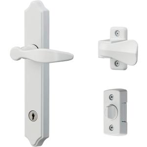 Ideal Security 1216 Surface Mount Storm Door Handle with Lock and Key for 1  1  inches Thick Doors (White, 4-Posts)