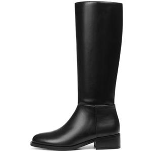 Mattiventon Black Knee High Boots Women Fashion Long Tall Boots with Round Toe Low Heel Side Zip Stretch Riding Boot for Fall Winter Size 10