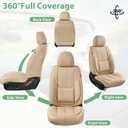 Car Seat Covers, Nappa Leather Car Seat Covers, Waterproof Automotive Seat Covers with Airbag Compatible, Universal Car Seat Protector Fit for Most SUV Sedans Trucks (Beige, Front)