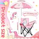 Outdoor Toddler Camping Chair with Umbrella Foldable Beach Chairs with Safety Lock for Kids Waterproof Lawn Kids Folding Chair for Outside Beach Travel(Unicorn), Small