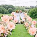 Large Giant Flowers Artificial Silk Flower: Big Fake Flower for Decoration Wedding Reception Essential Decoration 5.58ft 3D with Stems and Stands Party Banquet Background Home Decor Champagne