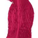 LETSVDO Women's Maxi Off Shoulder Dress Long Sleeve Button Down Ruffle Mesh Bodycon Sexy Dresses Stretchy (Pink, XL)