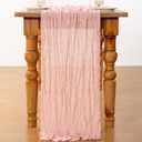 DeZerlor Pink Cheesecloth Table Runner Spring Easter Table Runner Boho Gauze 120 Inches Light Pink Cheese Cloth Table Decor for Wedding Bridal Baby Shower Parties