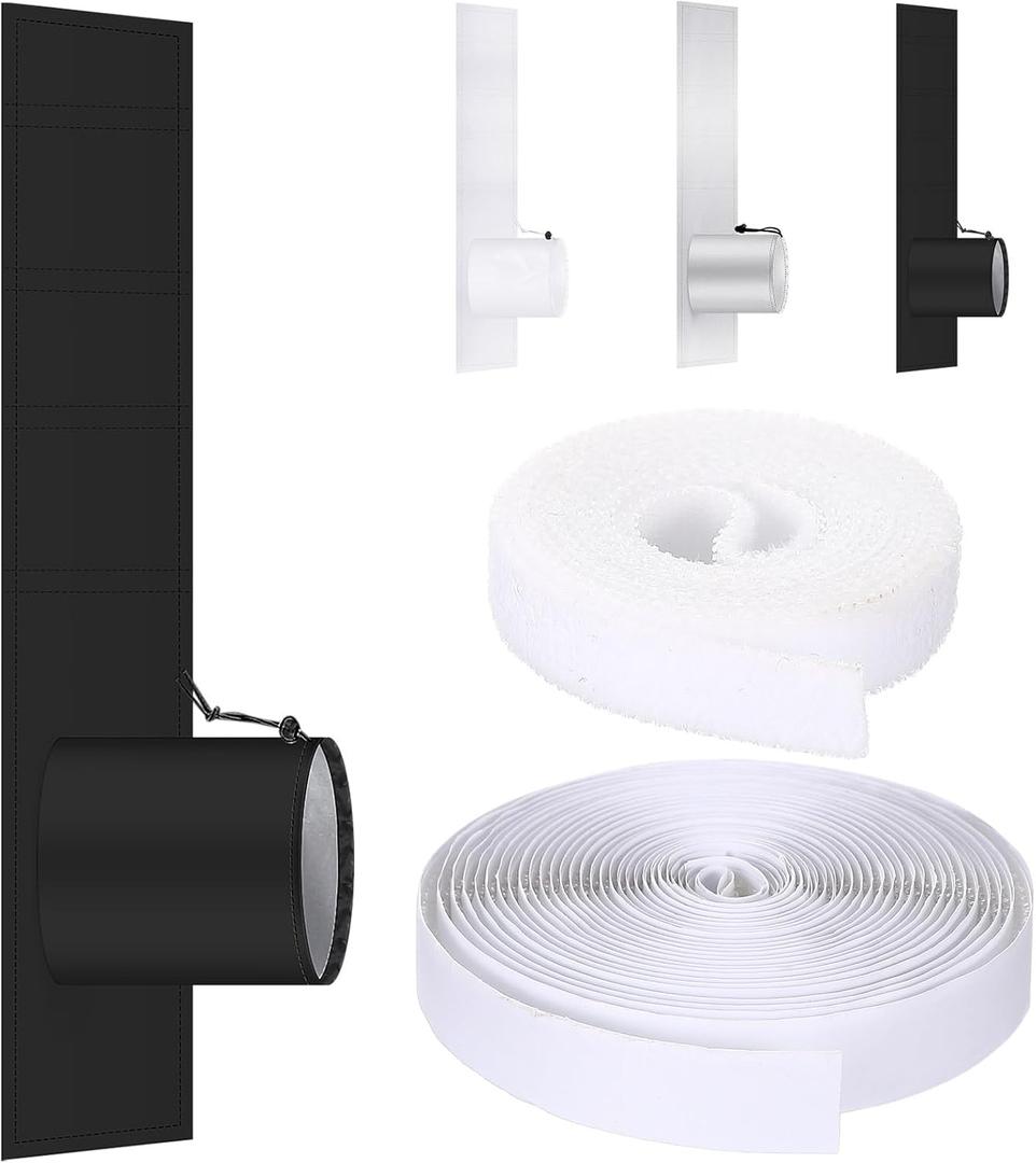 Nuanchu Portable Air Conditioner Window Vent Kit Sliding Window Seal Kit with Drawstring and Adhesive 10 x 40~64 inch Length Adjustable Fastener AC Vent Sealing Cloth for Dryer Hose(Black)