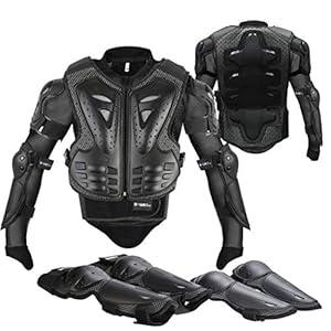 Youth Dirt Bike Gear, JUSTDOLIFE 5 PCS Motorcycle Armbor Protection Jacket, Kids Motorcycle Armor with Knee Pads Elbow Pads Chest Protector Racing for Outdoor Sports 