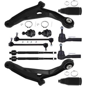 12PCS ASTOU Front Suspension Kit fit 2011-2014 for Chrysler 200 2009-10 for Chrysler Sebring 09-14 for Dodge Avenger Lower Control Arm Lower Ball Joint Inner Outer Tie Rod Sway Bar Steering Rack Boot