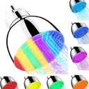 LED Shower Head, 7 Color Lights Automatically Change Fixed Shower Head for Bathroom, Tool-free Installation Adjustable Ultra-Quiet High Pressure for Kids Adult
