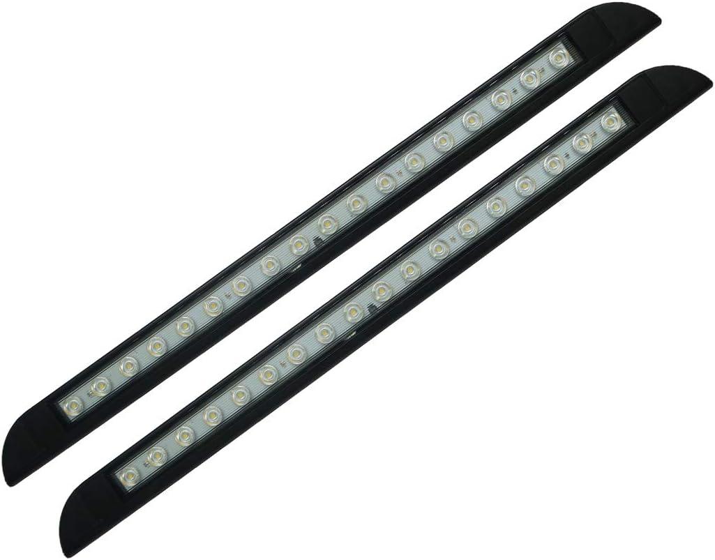 Raycharm 20" RV Camper LED Awning Porch Utility Light Fixture, 40 Down Angle Beam, 6000K Cool-White, 12V/24V DC, High Light-Output Low Ampere Draw, Aluminum Housing Black Finish, 2-Pack