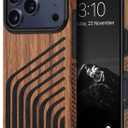 TENDLIN Compatible with iPhone 17 Pro Case Wood Grain with Carbon Fiber Texture Design Leather Hybrid Slim Case (Hairline)