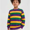 New Orleans Sweatshirts Kids Boys Girls Fat Tuesday Carnival Shirt New Orleans Long Sleeve Pullover Tops 6-12 Years (Purple)