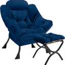 Lazy Chair with Folding Ottoman Modern Large Accent Chair,Contemporary Lounge Leisure Sofa Chair with Armrests Upholstered Sofa Armchair Reading Chair for Bedroom,Dorm & Office(Navy-f)