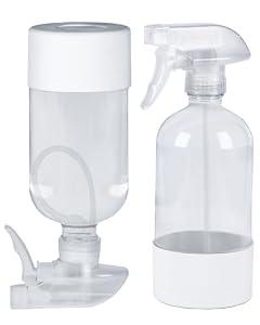 TERESRY 2 Pack 360° Glass Spray Bottles with Silicone Sleeve, 16 oz Empty Refillable Containers with Adjustable Spray Nozzles, Spray Bottles for Hair, Cleaning Solutions and Plants White