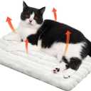 Self Warming Cat Bed, Small Self Heating Pet Crate Pad, Thermal Extra Warm Dog Mat for Indoor Kitten and Outdoor, Non Slip, Washable, 24" × 18", White
