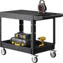 VEVOR Utility Cart, 550 lbs Load Capacity, 37 x 25.4-inch Service Cart, Two-Shelf Heavy Duty Plastic Utility Cart with 360 Swivel Wheels (2 with Brakes), Suitable for Warehouse, Garage, Cleaning