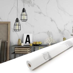 Marble Peel and Stick Waterproof Wall Paneling, 118" x 47" Carrara White Matte Finish Self-Adhesive Backsplash Tile Vinyl Wall Panel for Kitchen Bathroom Wall Decor, Covers 38.75 Sq. Ft.