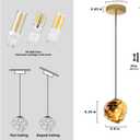 Modern Style Pendant Light, Mid Century Smoked Glass Ceiling Hanging Lamp, Vintage Hand Blown Fixture for Bedroom Dining Room, Kitchen Island - Lava Ice, Rose Gold, Small, 1 Pack