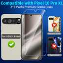 letosan 3 Pack for Google Pixel 10 Pro XL Screen Protector Tempered Glass + 3 Pack Camera Lens Protector, Military Grade Shatterproof, 9H Hardness, Fingerprint Unlock,Case Friendly 6.8 Inch