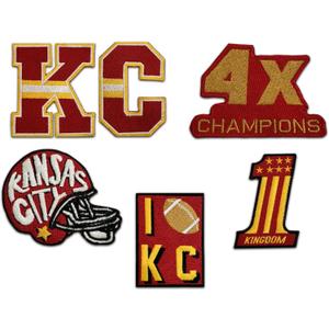 Kansas City American Football Embroidered Iron-On Patch Set of 6 Patches for Jackets, Hats, Backpacks, Apparel & Shirts