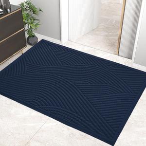 HIYARD Sturdy Front Door Mat, Absorbent Muddy Dirt Resist Welcome Door Mats Outdoor Indoor, Stain and Fade Resistant, Non-Slip Backing Entry Mat Low Profile Doormat for Entryway, 4732, Blue
