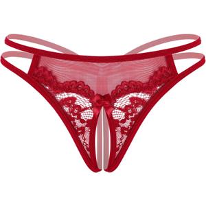 Avidlove Women Lace Panties Floral Lace Briefs Mesh Hollow Out G-String Thongs T-back Underwear 1-4 Pack (Red, M)