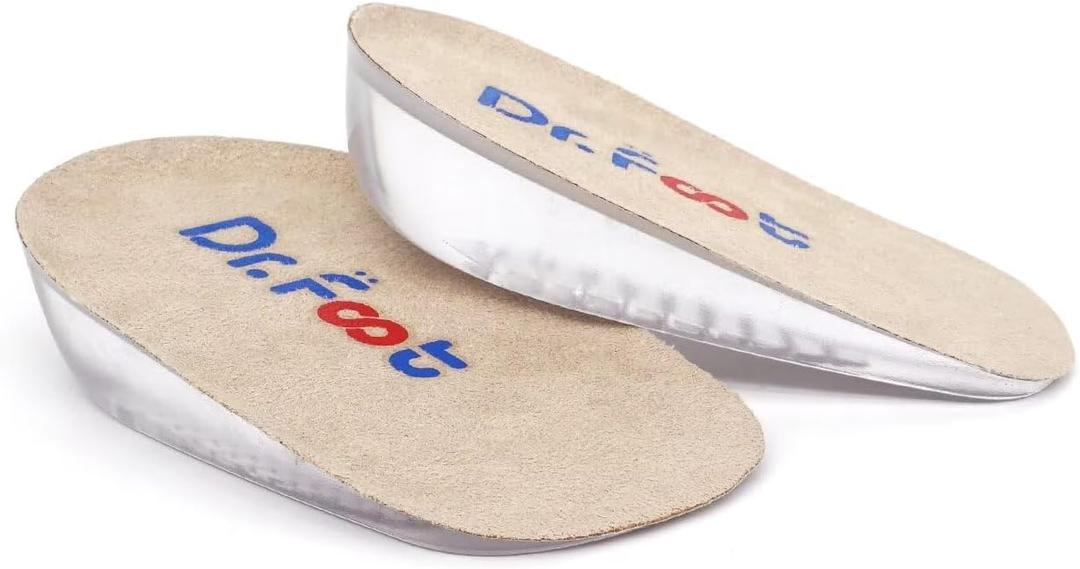 Dr.Foot Height Increase Insoles, Heel Cushion Inserts, Heel Lift Inserts for Leg Length Discrepancies (Small (1" Height), Beige)