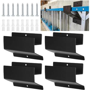 Beeveer 4 Pack Ladder Hooks for Garage Wall Heavy Duty Steel Ladder Brackets with Mounting Hardware, Heavy Duty Utility Hanger for Step, Wheelbarrow & Garden Tools Storage, 50 Lbs Capacity