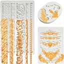 3 Packs Baroque Silicone Molds Scroll Silicone Baroque Mold Clay Molds Fondant Molds Border Fondant Mold Wedding Birthday Cake Decoration