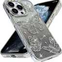BITOBE Designed for iPhone 11 Pro Max, Cute 3D Butterfly Case Slim Plating Glitter Bling Luxury Cover for Women Girls Protective Camera Protection Bumper 6.7" Silver