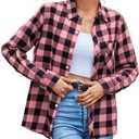 SANGTREE Girls & Women's Long Sleeve Flannel Plaid Shirt Button Down Shirts
 Size L
