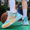 Mens Womens Basketball Shoes Fashion Sneakers Athletic Comfortable Breathable Leightweight Lace-Up Outdoor Non Slip Sport Shoe Blue Size 8