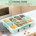 Caperci Original Snackle Box Container - 10-Compartment Divided Snack Serving Tray with Lid & Handle, Built-in 2 Dressing Containers, Leak-Proof, Dishwasher Safe, BPA-Freen (Mint Green)