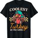 Thanksgiving Coolest Turkey at Table Boys Kids Toddler Youth T-Shirt, 2T