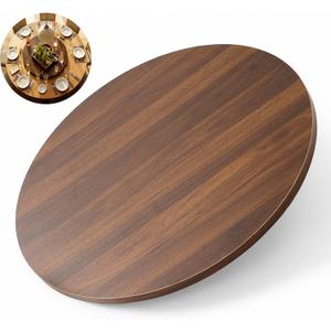 Briwooody 24" Black Walnut Wood Lazy Susan for Table Top, Large Turntable Rotating Serving Tray for Counter Top Solid Wooden Round Lazy Susan Organizer for Kitchen Spinning Food Server Centerpieces