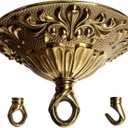5.43 Inches Diameter Brass Light Canopy Kit with Hooks, Heavy Duty Replacement Ceiling Light Cover Plate, Antique Chandelier Replacement Parts with Mounting Hardware (Brass, A-01)