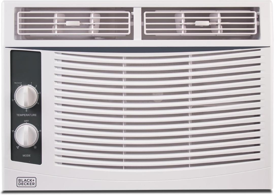 BLACK+DECKER Window Air Conditioner 5,000 BTU, AC Window Unit Cools Up to 150 Square Feet, AC Unit with Mechanical Controls, 2 Cooling Speeds and Fan Only Function, BWAC05MWTB, White