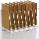 SANRUI Acrylic Desk File Organizer, 8 Vertical Compartments Clear Magazine File Holder Workspace Sorters, Folder Rack for Office Accessories Organization Storage