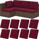 HEBE Stretch Patio Cushion Covers Set 8pcs,Waterproof Outdoor Couch Covers Replacement,Washable Reusable Seat Cushion Slipcovers for Patio Furniture Protector,Chair Cushion Cover
