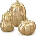 cozzymore Thanksgiving Table Decorations, Resin Artificial Gold Pumpkins, Fall Pumpkin Decor, Thanksgiving Table Decor for Centerpiece, Mantle, Windowsill, Autumn Harvest Decor for Home, Office