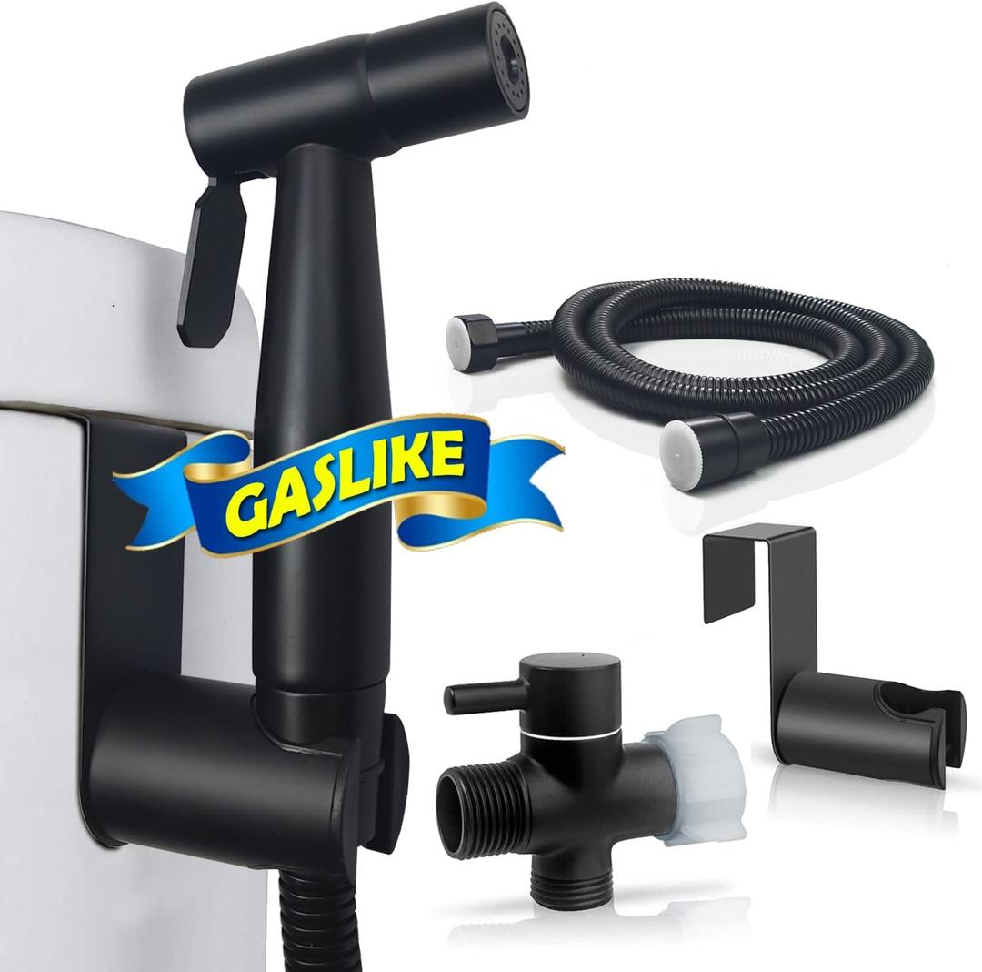 GASLIKE Handheld Bidet Sprayer, Toilet Cleaning, Baby Diaper, Hygienic Cleanup, Quick and Easy Installation, Multiple Uses, Stainless Steel, Brushed Finish (Matte Black)