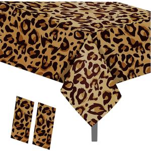 2Pcs Leopard Print Party Tablecloth Leopard Table Covers Leopards Print Animal Skin Digital Tablecloth Leopards Plastic Rectangular Tablecloths for Zoo Jungle Safari Themed Party
